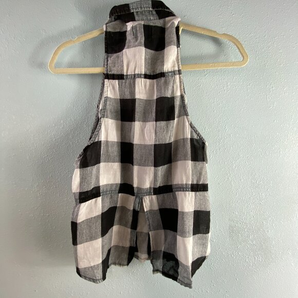 American Eagle Outfitters Black White Check Button Down Tank - Picture 3 of 7
